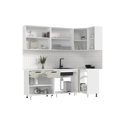 Угловая кухня Рио new 2.2 х 1.0 м крафт белый в Пензе купить в магазине "МЕБЕЛЬ 58" фото - 2 Купить Угловая кухня Рио new 2.2 х 1.0 м крафт белый в Пензе от производителя в магазине"МЕБЕЛЬ 58"по самой выгодной цене