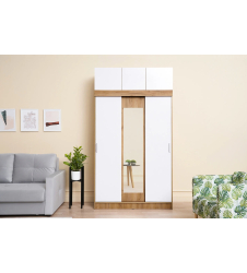 Шкаф купе Бася с антресолью крафт/белый
